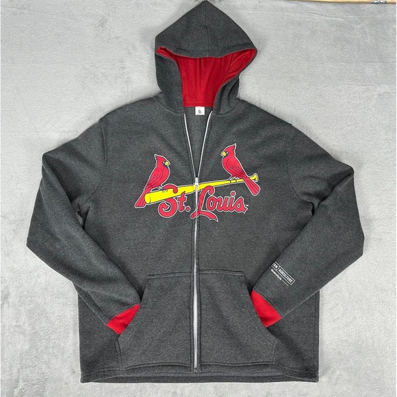 Title Unknown Other - St. Louis Cardinals Full Zip Hoodie Men's XL Gray Red Logo Baseball Sweatshirt